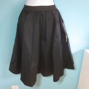 Kira Plastinina Black A-Line Midi Skirt Size XS New with Tags & Zip Up Pockets